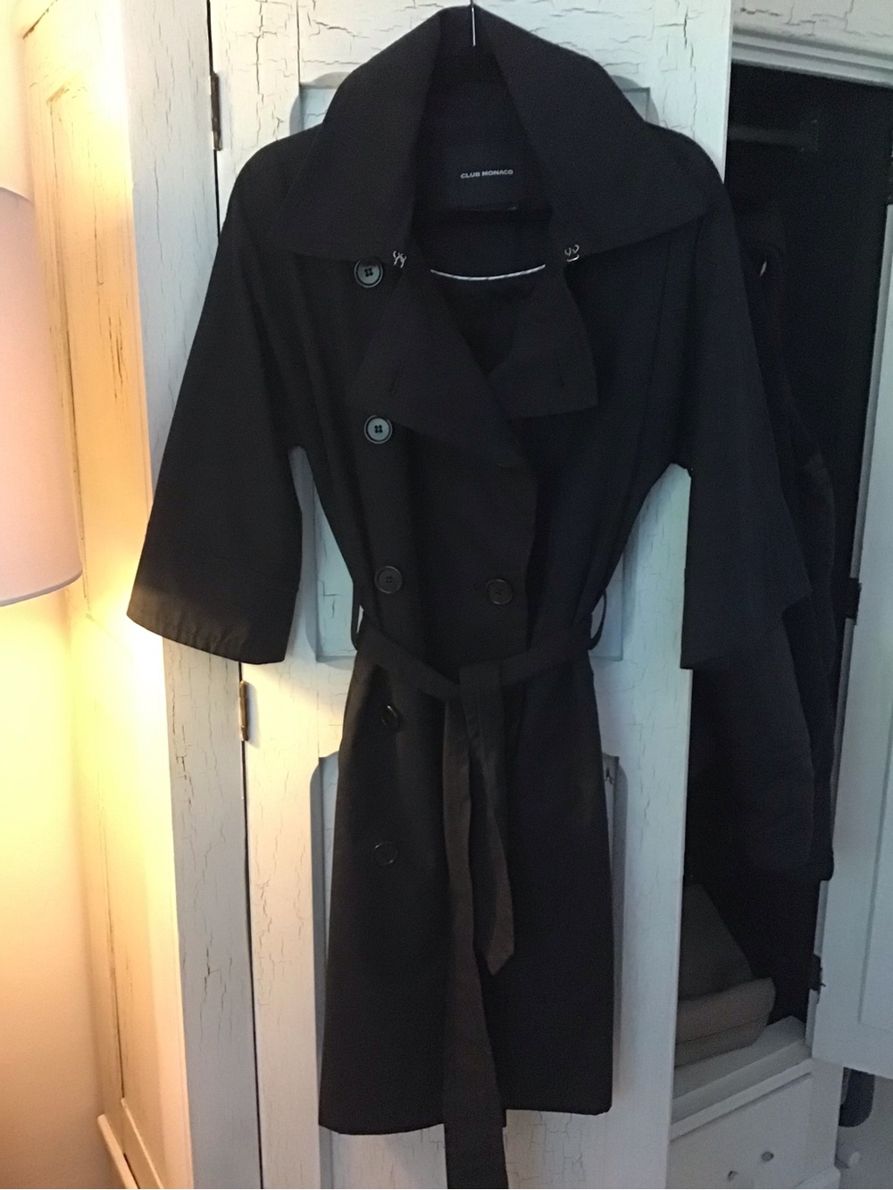 Club Monaco Black Trench Jacket with 3/4 Sleeves
